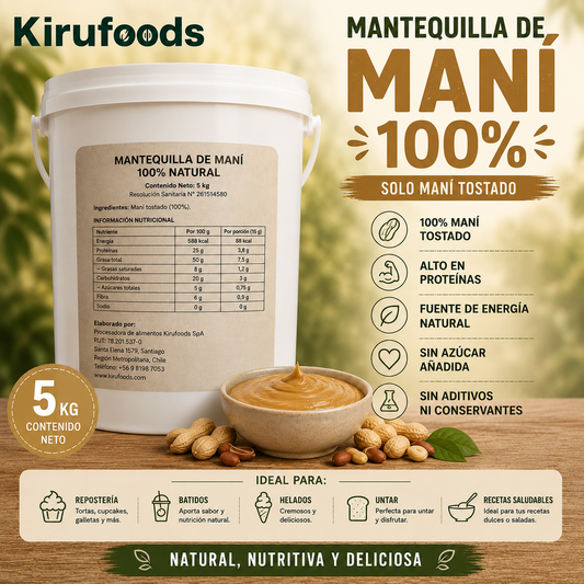 Mantequilla de Maní 100% Natural 5kg | Formato Profesional