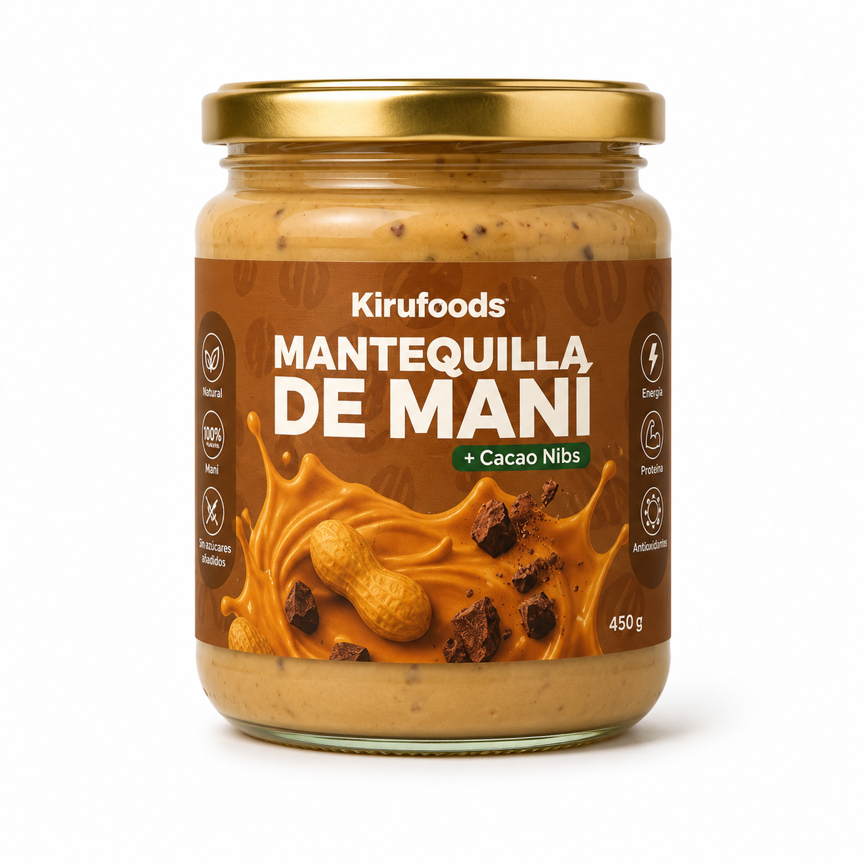 Mantequilla de Maní + Cacao Nibs 450g