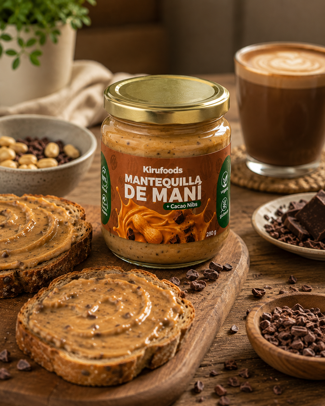 Mantequilla de Maní con Nibs de Cacao 280g
