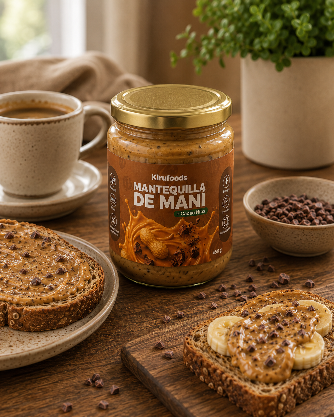 Mantequilla de Maní + Cacao Nibs 450g