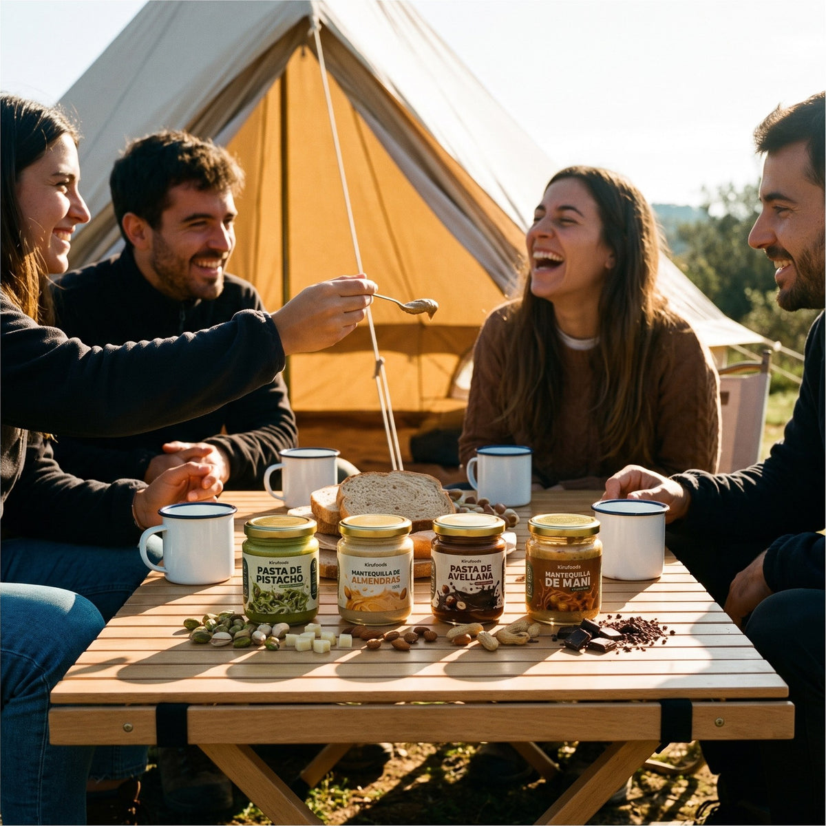 Pack Lo Mejor de Kirufoods — compartiendo en el camping