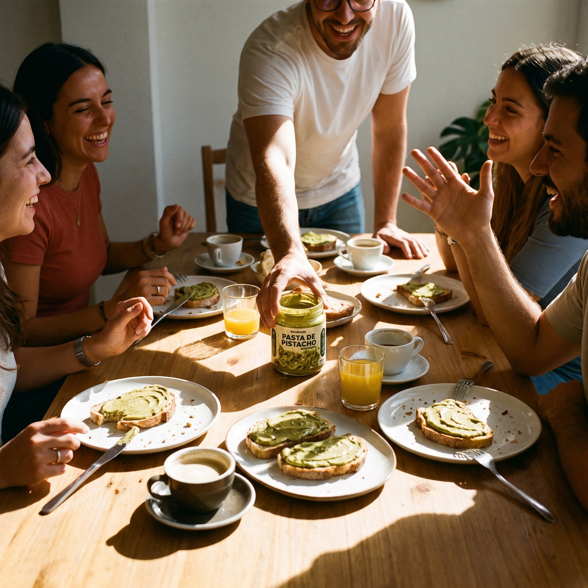 Pasta de Pistacho con Chocolate Blanco 240 g — en un brunch con amigos